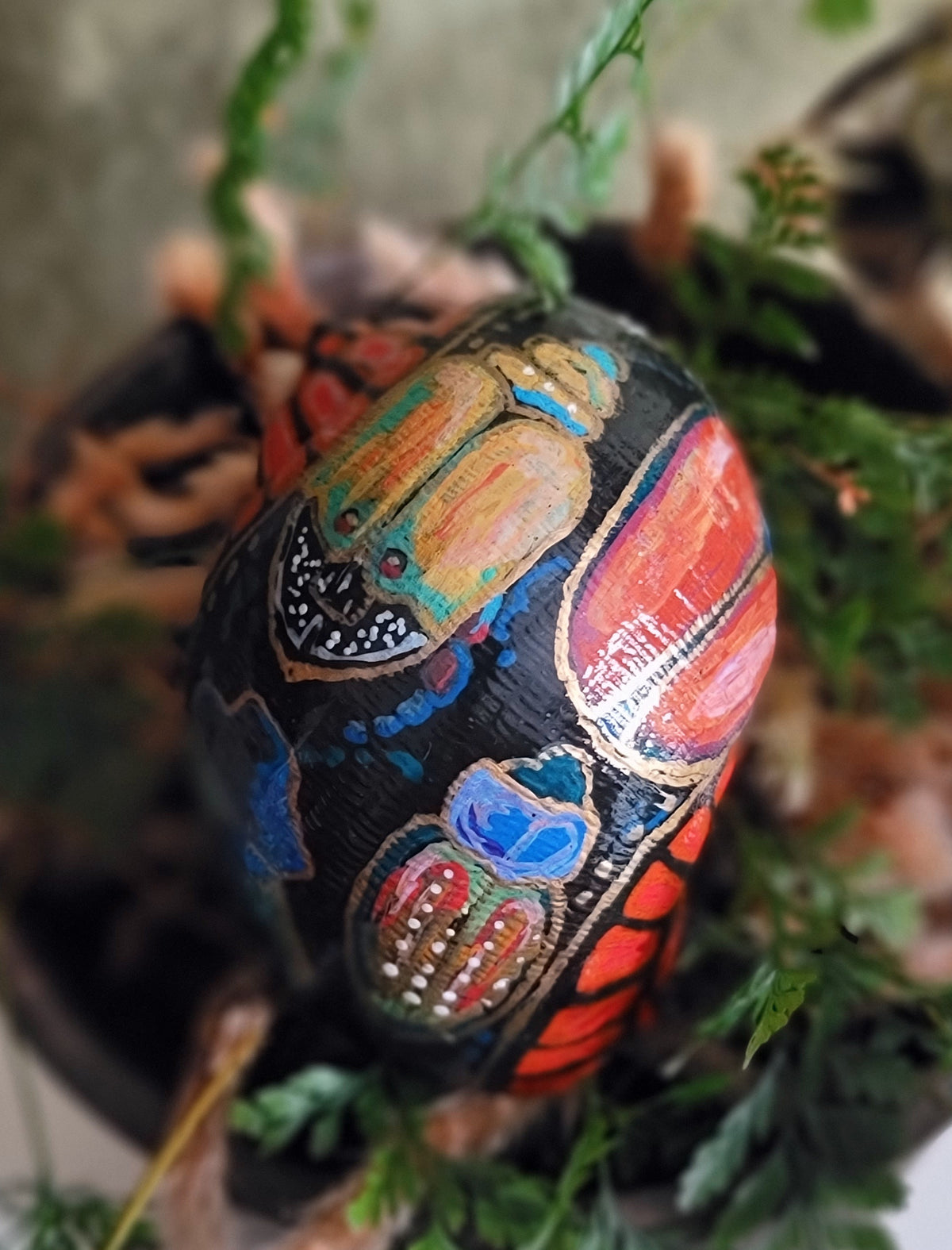Hand-painted Apple Snail Shell "Beetles"