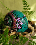 Hand-painted Apple Snail Shell "Monstera"