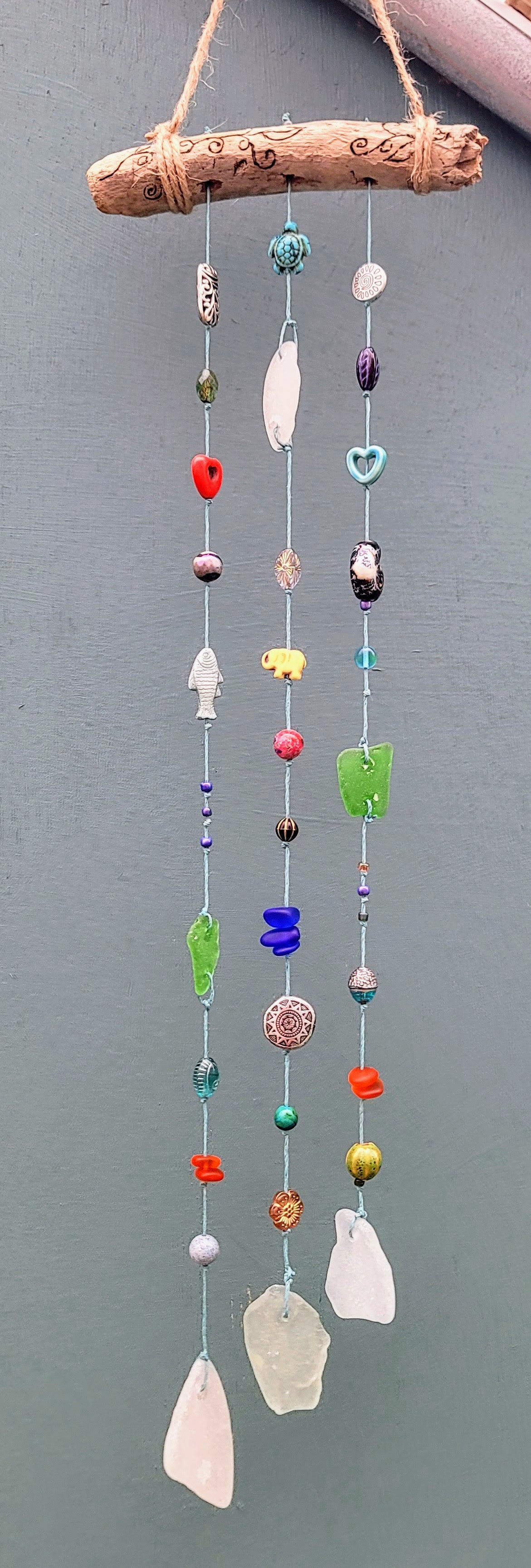 Three-Strand Seaglass & Driftwood Suncatcher