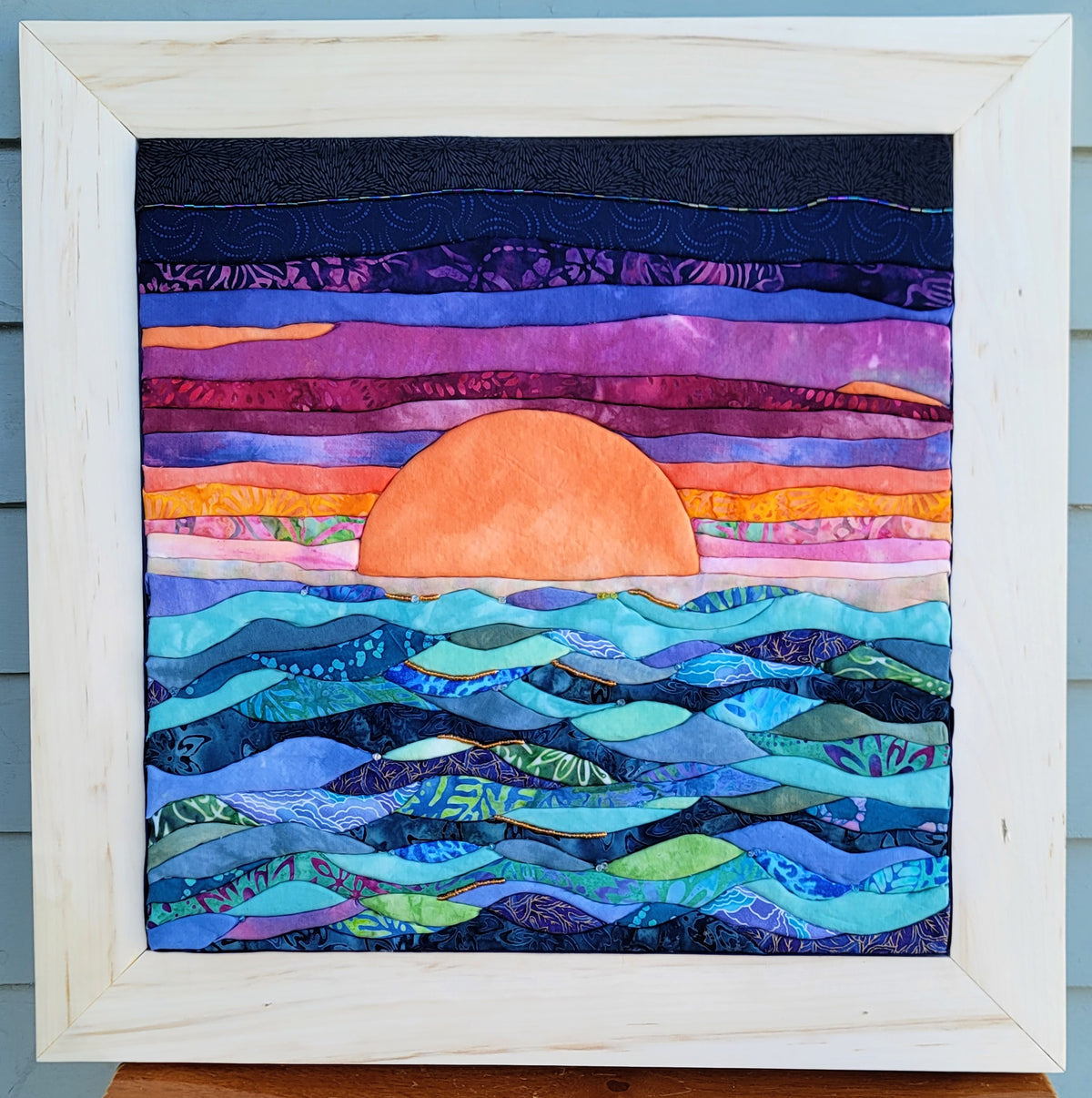 "Caribbean Sunset" Framed Kinusaiga Art
