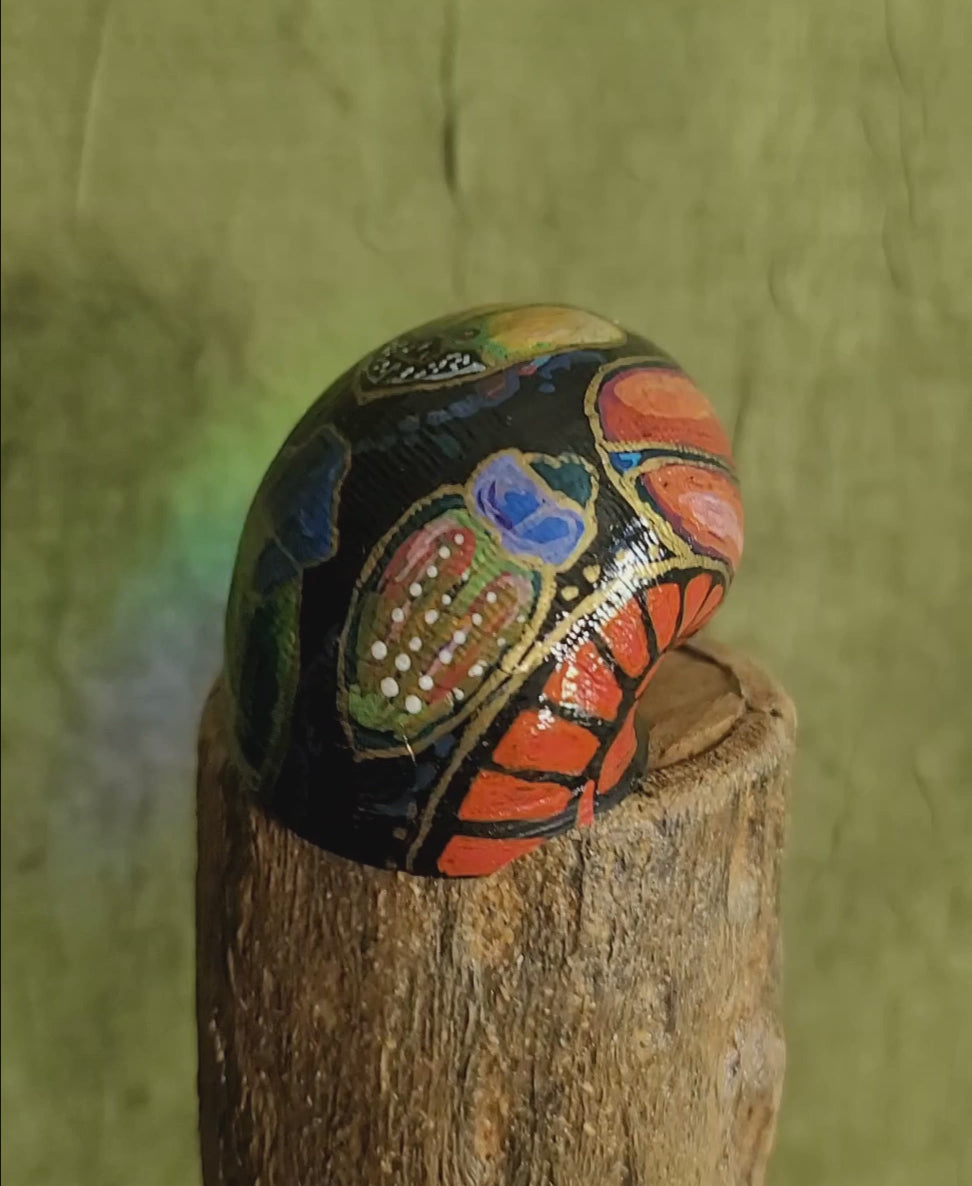 Hand-painted Apple Snail Shell "Beetles"